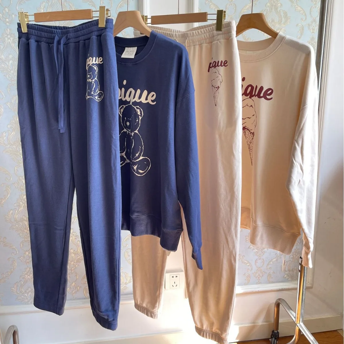 Couple Pajamas Set Women Men Ladies Room Wear Sweatshirt Home Wear