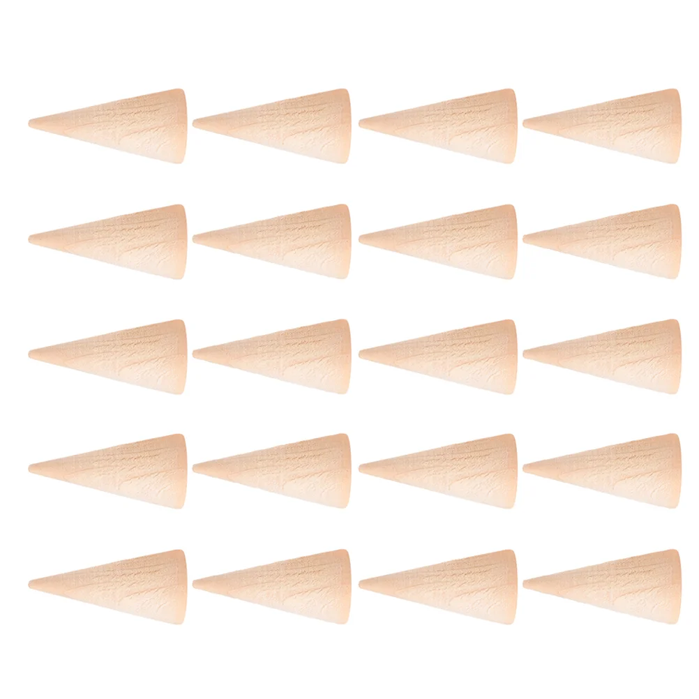 20 Pcs DIY Cone Display Shelf Rings Stand Finger Jewelry Decorative Wood Organizer Showcase Rack Child Holder Wooden