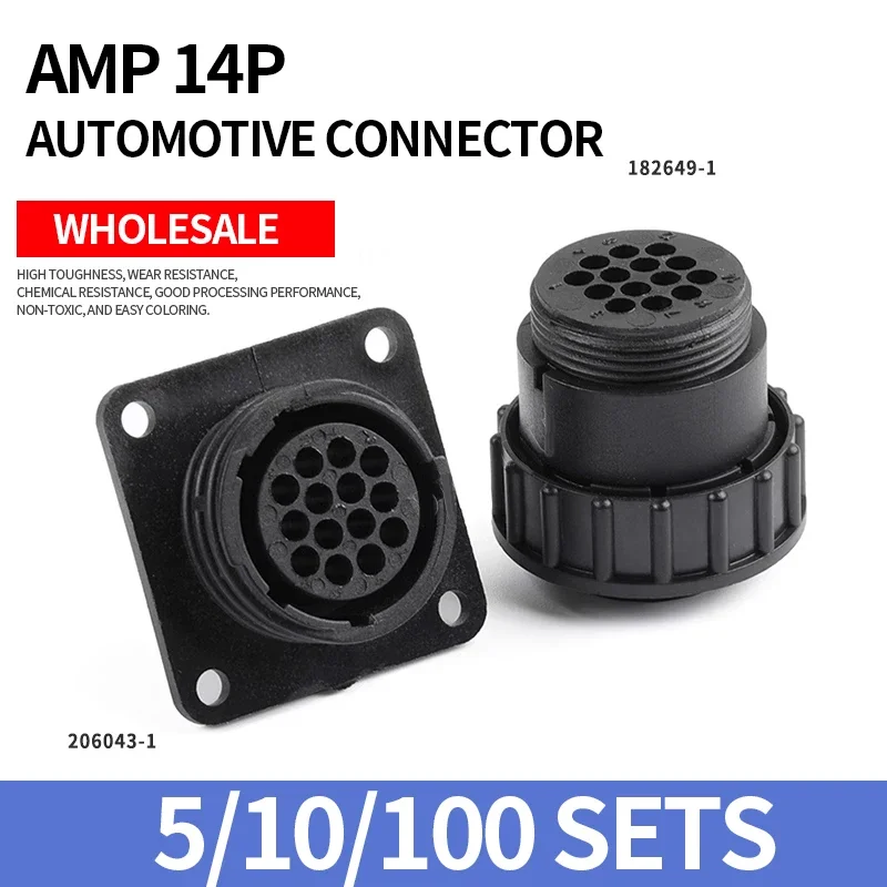 5/10/100 sets 14 Pin AMP type 182649-1 206043-1 auto sensor plug connector for SMEMA Car,14P plug with Pin