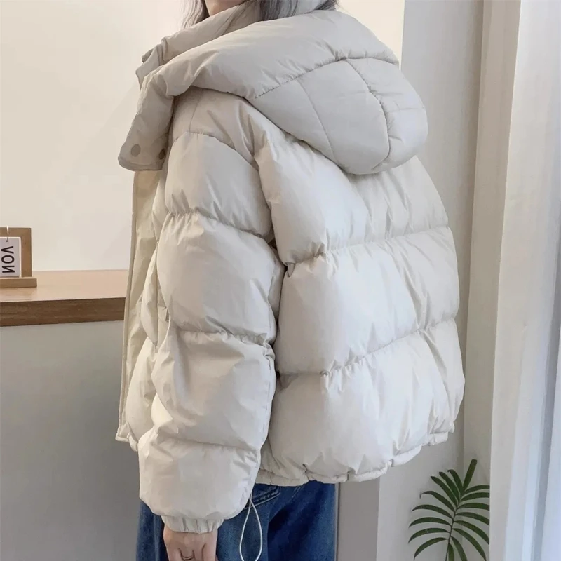 2024 New Winter Jacket Women Puffer Warm Parkas Female Long Sleeve Casual Cotton Padded Jacket Hooded Snow Wear Coat Outwear