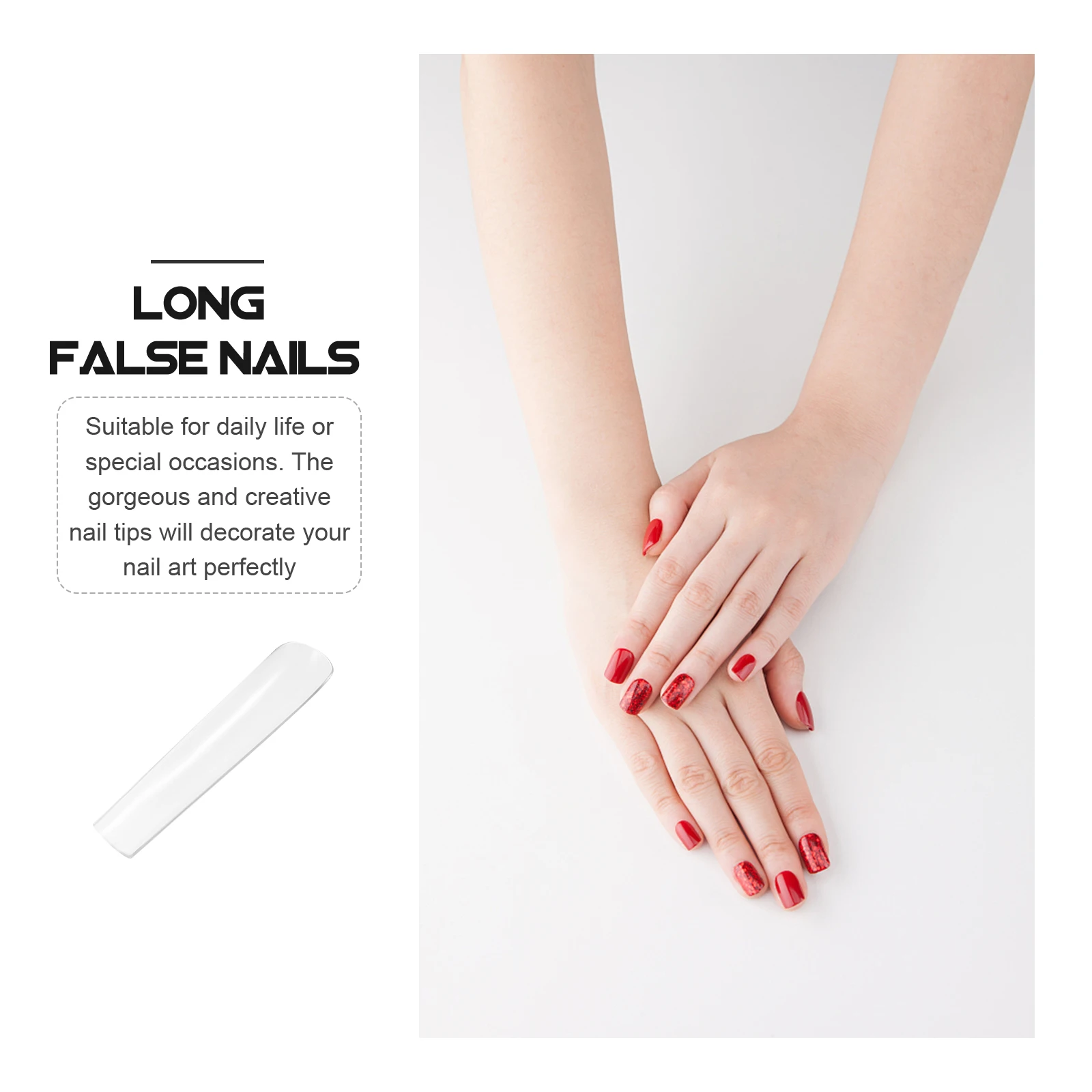 

504pcs Fake Replacement Full Cover Tips Women Long False Water Resistant Manicure Accessories Press On Clear Transparent Oval
