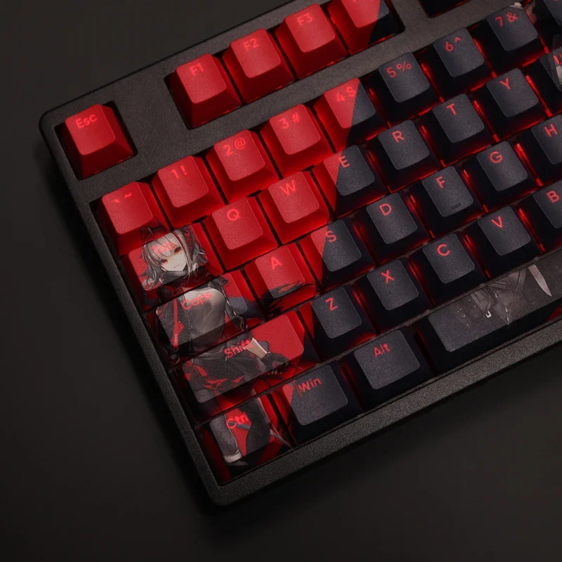 W 108 Keycap Arknights PBT Key Cap DYE Sublimation Light Transmitting Cherry Switch Cross Key Cover for Mechanical Keyboard Gift