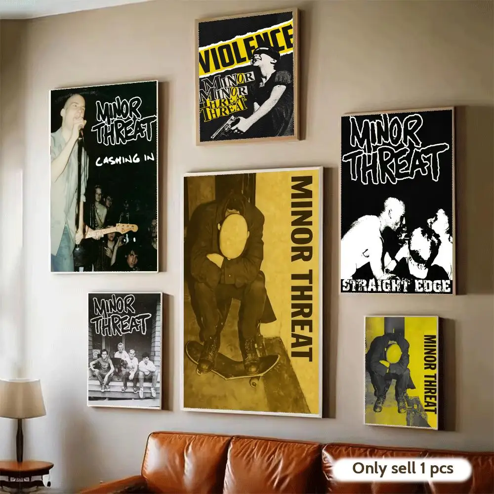 Rock Band M-Minor Threat Poster Home Bar Wall Art Sticker Waterproof Self-Adhesive Mural for Living Room Bedroom Decor