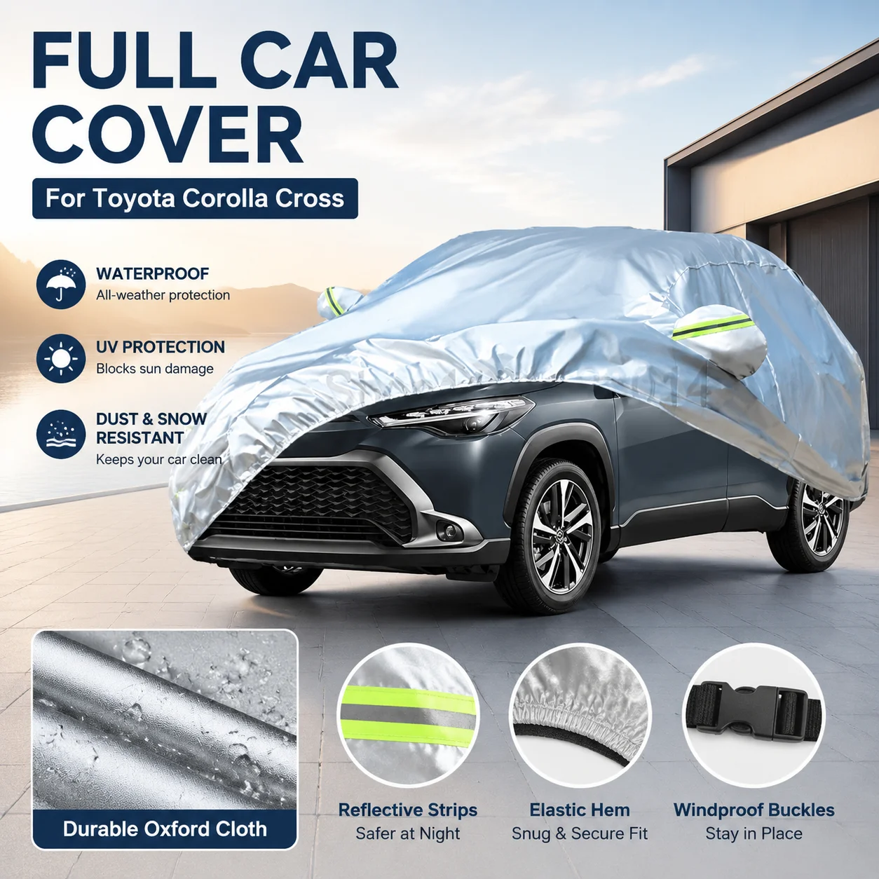 Waterproof Outdoor Full Car Cover Reflective Strip Snowproof Dustproof UV Protection For Toyota Corolla Cross Auto Exterior Acce