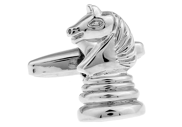 Men Gift Chess Cufflinks Novelty Knights & Pawns Design Silver Color Copper Cuff Links Wholesale&retail