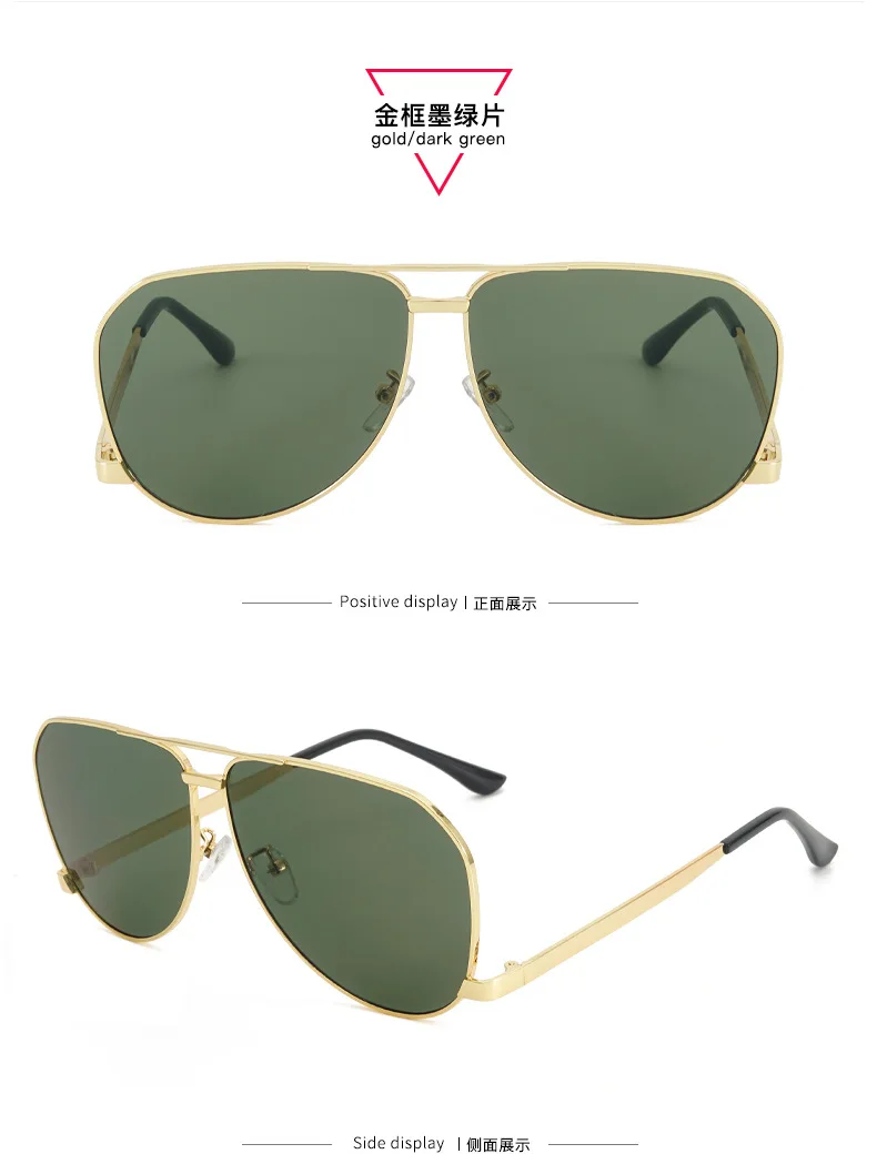Vintage Oversize Quadratische Piloten-Sonnenbrille für Damen Neue Mode Legierung Farbverlauf Schwarz Sonnenbrille Herren Hip Hop Outdoor-Brille UV400 – Detail 18