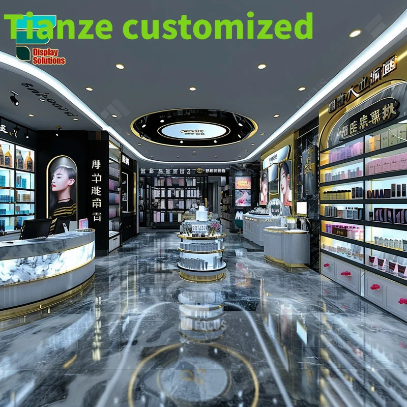 

Customized-Cosmetics Display Rack Perfume Display Stand Pink Wig Display Furniture Beauty Supplies Shelves