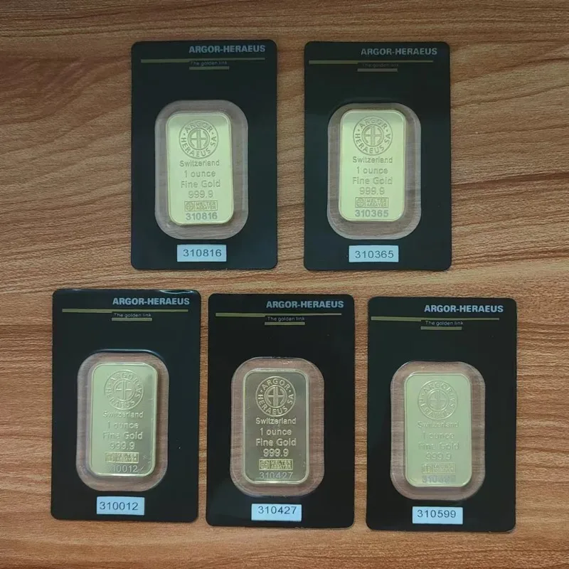 Imagem -05 - Bullion Banhado a Ouro 24k Suíça Argor-heraeus Barra de Ouro Presentes em Moeda Estrangeira Coleção de Moedas Onça Pcs 10 Pcs