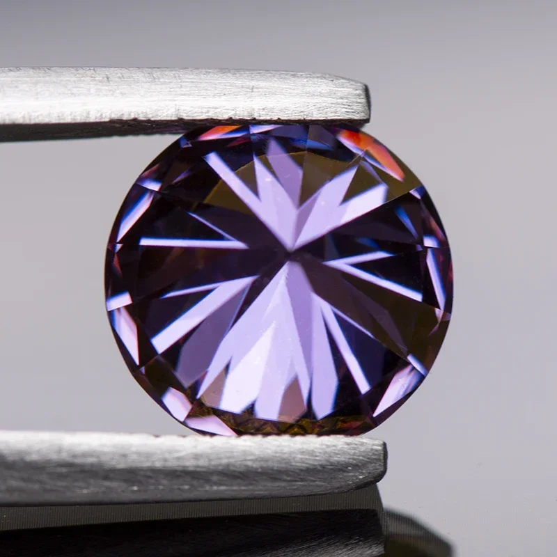 Moissanite berlian Imperial warna ungu bulat potong Lab tumbuh batu permata untuk DIY perhiasan cincin anting-anting membuat dengan sertifikat GRA