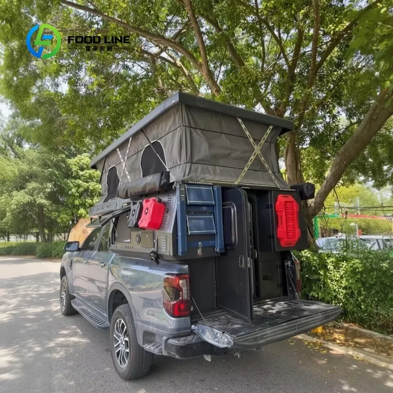Customized Hard Shell Camper For Truck Bed With Rear Tailgate Access And Slide Out Cooking Station Bulk Order Lower Price