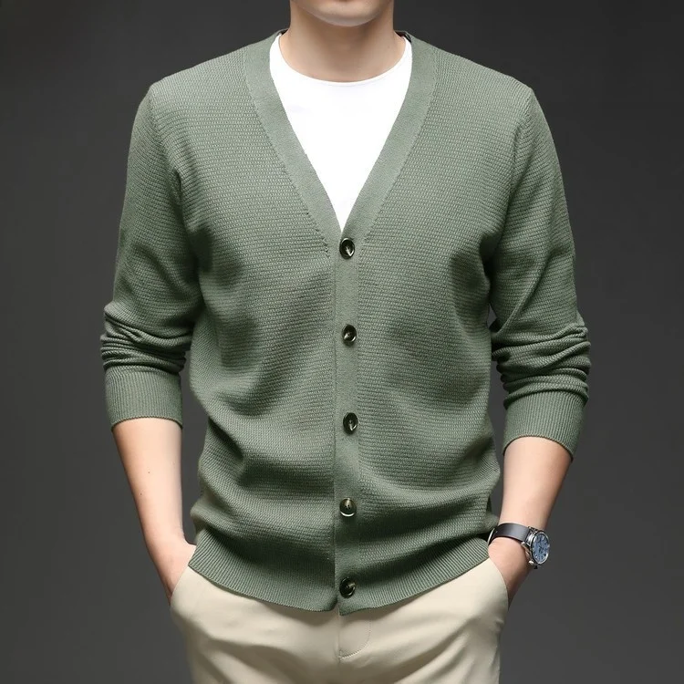 

Мужской вязаный кардиган с V-образным вырезом, легкий, свободный, повседневный, осенний, новый, модный, городской стиль, с длинными рукавами, теплый