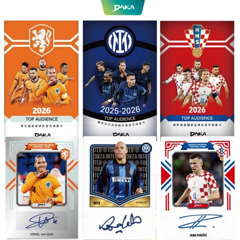 Carte de collection DAKA authentique Pays-Bas Croatie Inter Milan Star de football Série Top Audience Signature Édition limitée