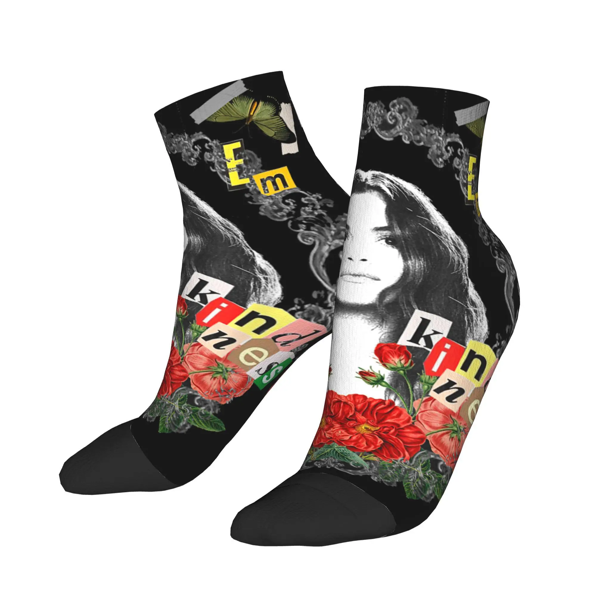 

Adults Men Casual Socks Selena Gomez Kill Them With Kindness Black Anti Bacterial High Quality Sock Summer Kawaii Graphic Socks