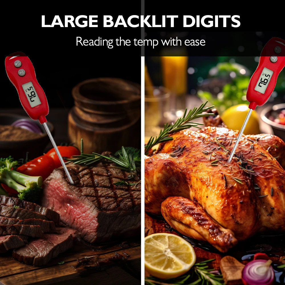 WENMEICE Digital Cooking Kitchen Meat Food Thermometer Instant Read Meat BBQ Thermometer for Fry Candy Milk Coffee Baking