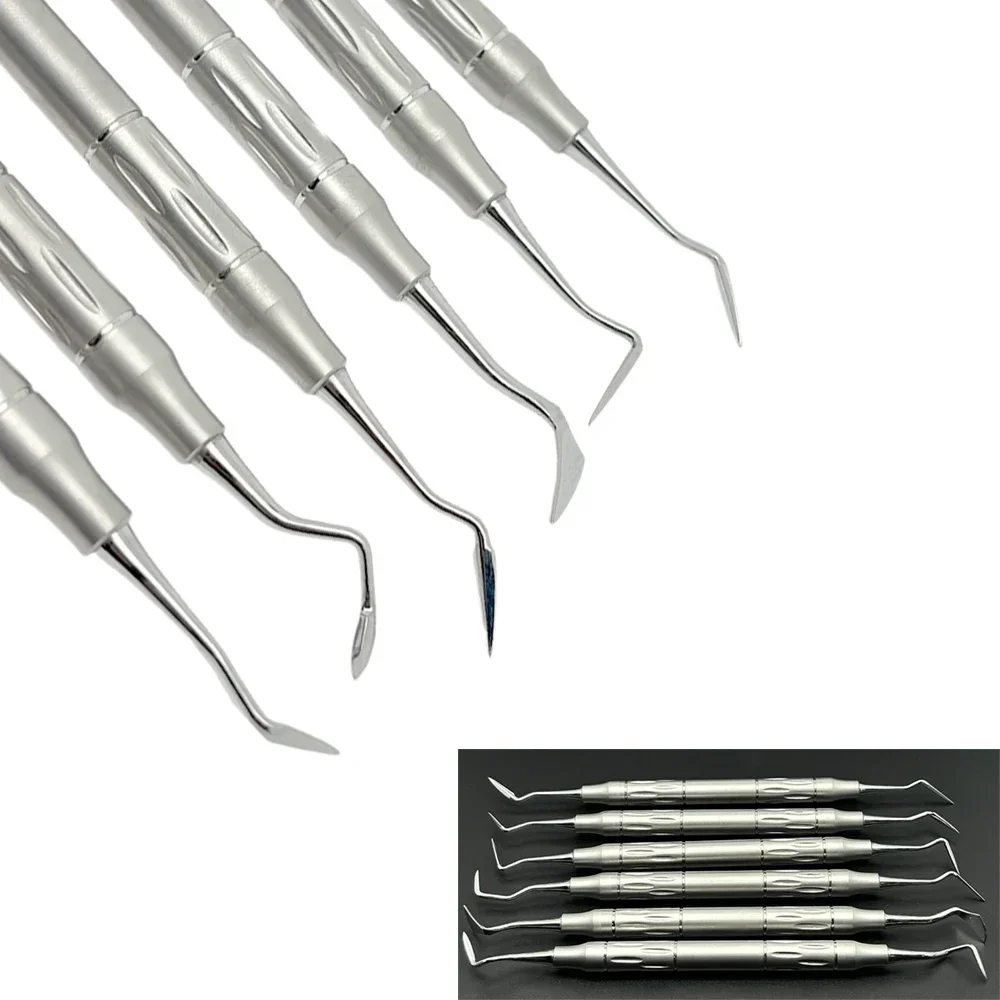 

6Pcs Stainless Steel Dental Periodontal Ligament Separator Dental Scaler Tooth Cleaning Dentist Tools