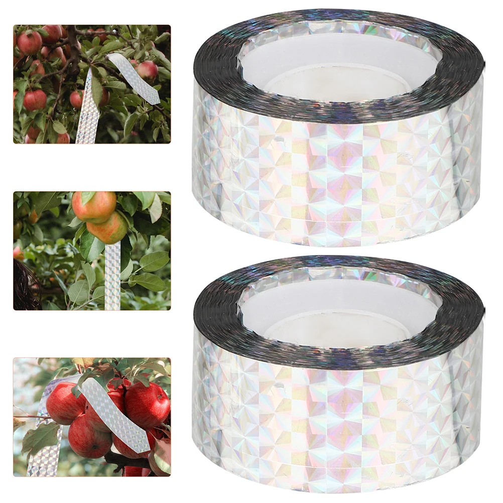 

2 Rolls Double Sided Reflective Bird Scaring Tapes Wind Rotating Pet Repelling Ribbons For Garden Orchard Garage Airport Keep