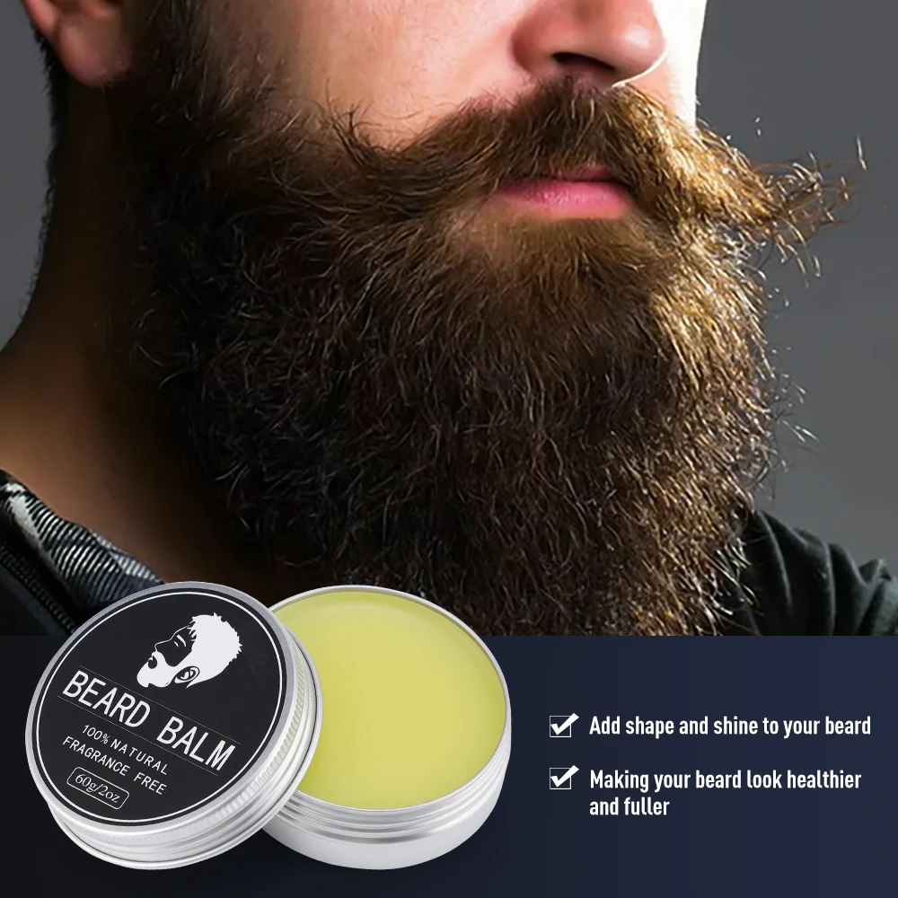 

60g Beard Balm For Men Facial Hair Beard Growth Wax Thicking Moisturizing Nourishing Professional Mustache Cream Beard Care