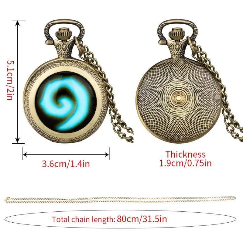 Medium Size Final Fantasy  Pocket Watch Cartoon Anime Clock Hip Hop Pendant Necklace Punk Jewelry Street Watch with 80cm Chain