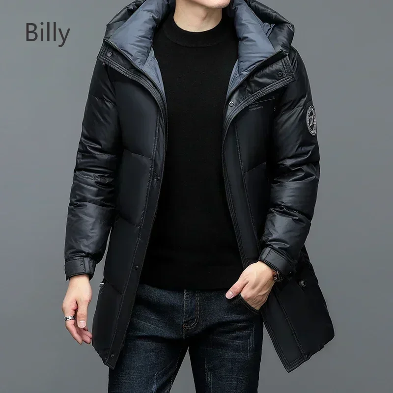Super Down Jacket Men 2024 New Designer Clothing Men's Windproof Jacket Hooded Thickened Casual Luxury Long Windproof Jacket