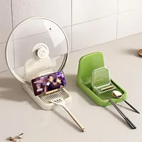 Stackable Plastic Pot Lid Holder Organizer - Space Saving Kitchen Storage Rack for Multiple Cookware Covers 5