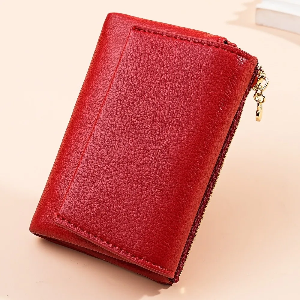 Personalized PU Card Holder Ultra-Thin Litchi Grain Coin Purse compact creative Women Wallet Ladies
