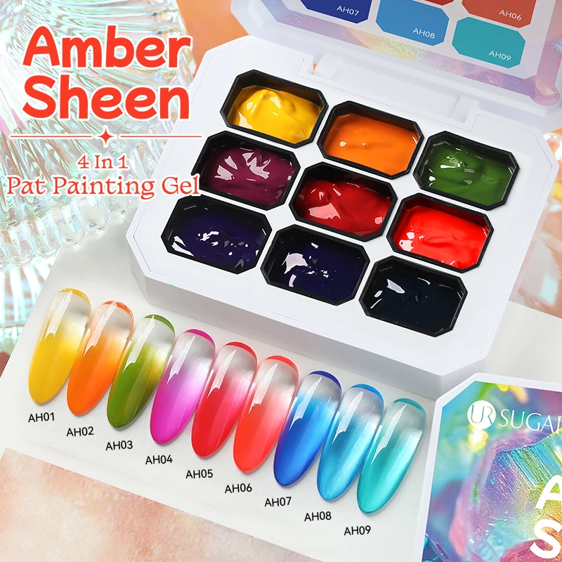 UR SUIKER 9 kleuren gradiënt schilderij gel nail art kleurverloop DIY ontwerp gel 4-in-1 gebruikt voor gradiënt nagel stempelen patroon