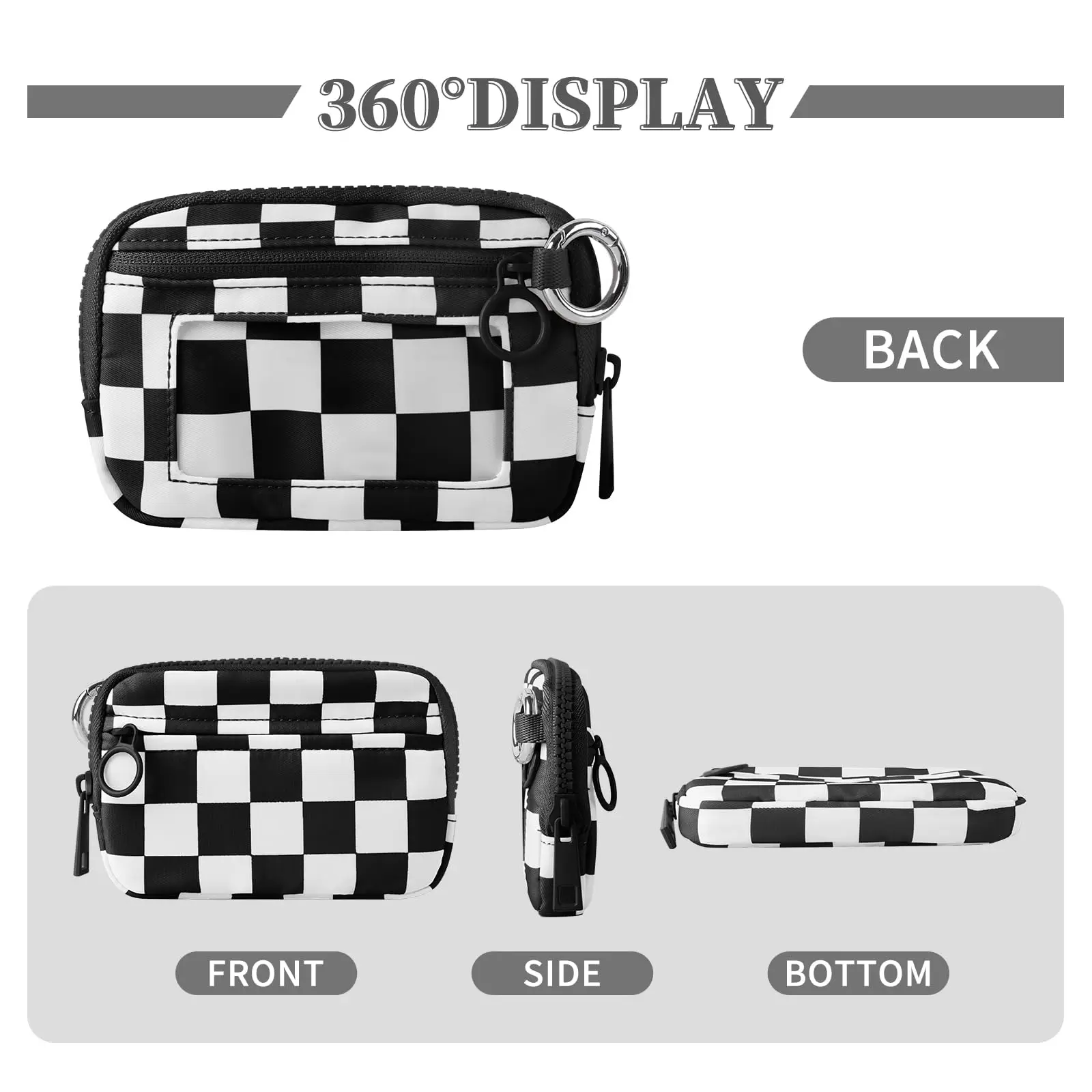 Women's Keychain Wallet The Iris Wallet Zip Waterproof Nylon Card Wallet Pouch Wristlet Zip Card Case with Clear ID Window