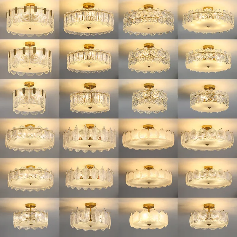 ضوء سقف زجاجي كريستالي حديث مستدير فاخر وبسيط على الطراز الفرنسي لغرفة النوم وممر غرفة الطعام #2