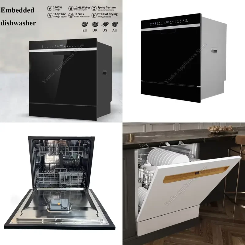 Built In Dishwasher Large Capacity Smart Energy Saving Full Integrated Auto Clean Dry Kitchen Appliance
