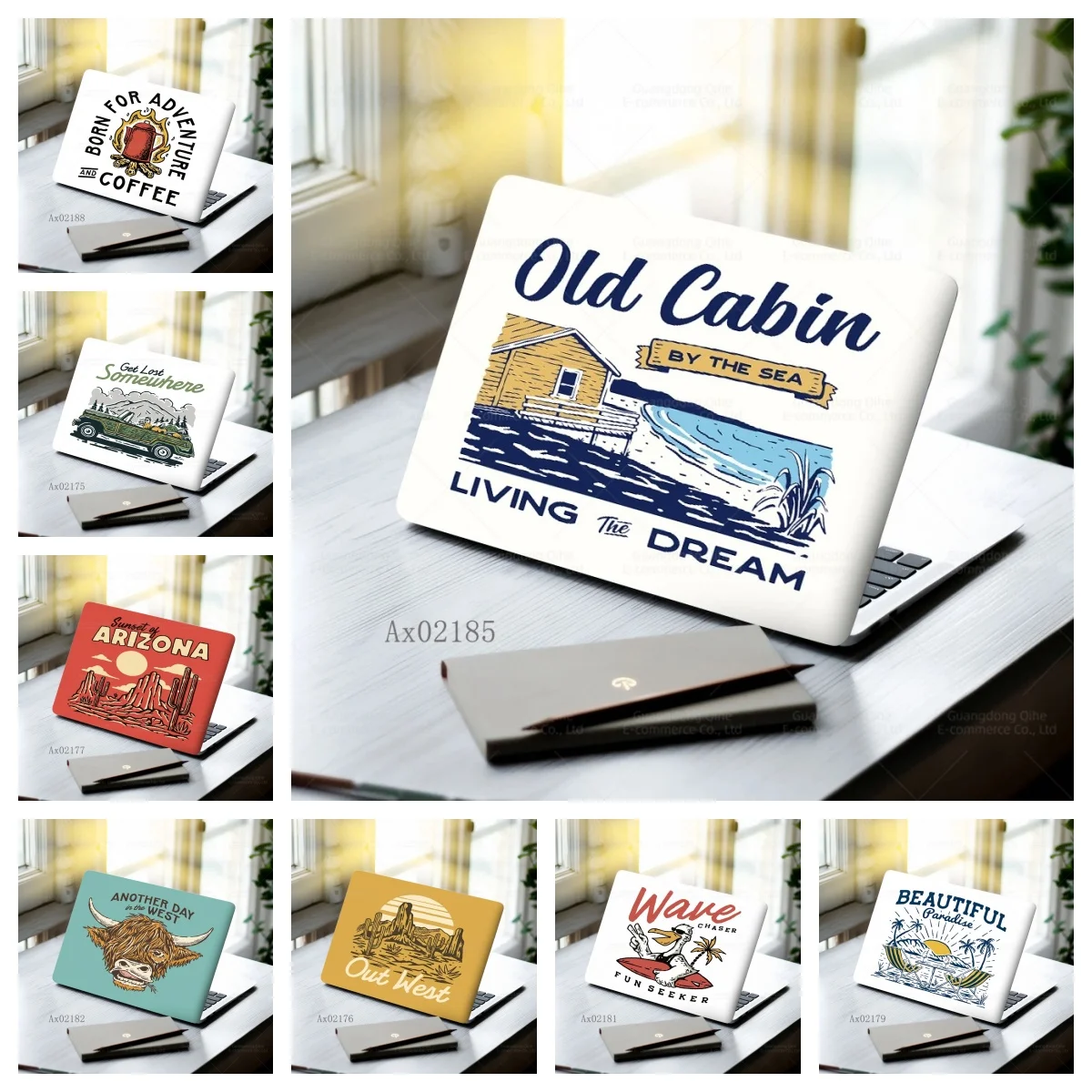 2 Pcs Vintage Cowboy Way Laptop Covers Skins Self-Adhesive Cactus Removable Laptop Covers for MacBook Notebook Protective Skins
