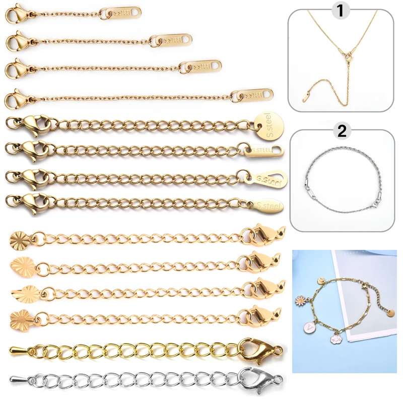 

5/10 шт., удлинительные цепочки из сплава нержавеющей стали с застежками-лобстерами, соединительное звено, ожерелье, хвост, аксессуары для браслетов «сделай сам»