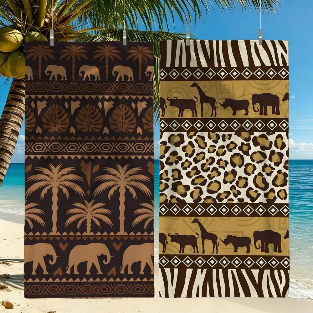 A-African Tribal Elephant Towel Towel Beach Towel Oversized Quick Dry Towel Absorbent Soft Swim BeachTowels for Men Women