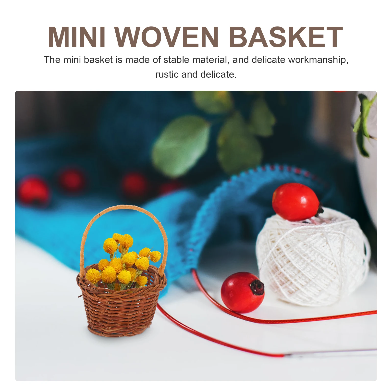 

Sturdy Mini Woven Hand Basket Rattan Craft Portable Flower Storage Decorative Organizing Diy Tiny Petals Hair Clips Holder Adorn
