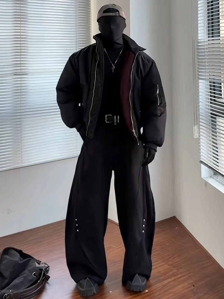 

Американские ретро-брюки свободного кроя для мужчин, осенне-зимние, с элегантным дизайном, премиум-класса, струящиеся, прямого кроя