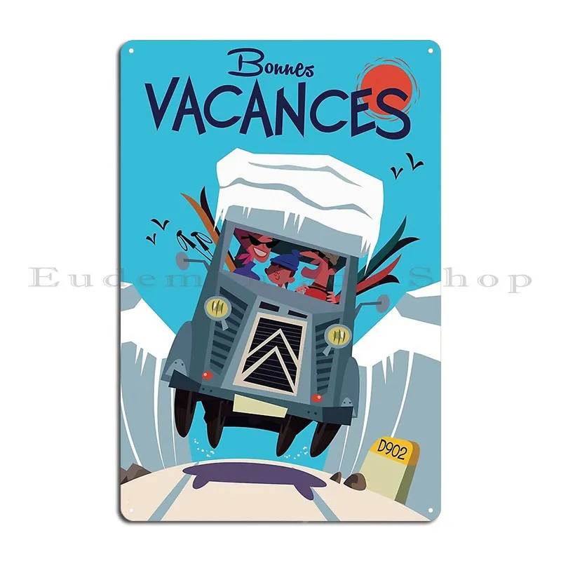 Bonnes Vacances Hiver Poster Metal Sign Kitchen Garage Funny Customize Club Tin Sign Poster