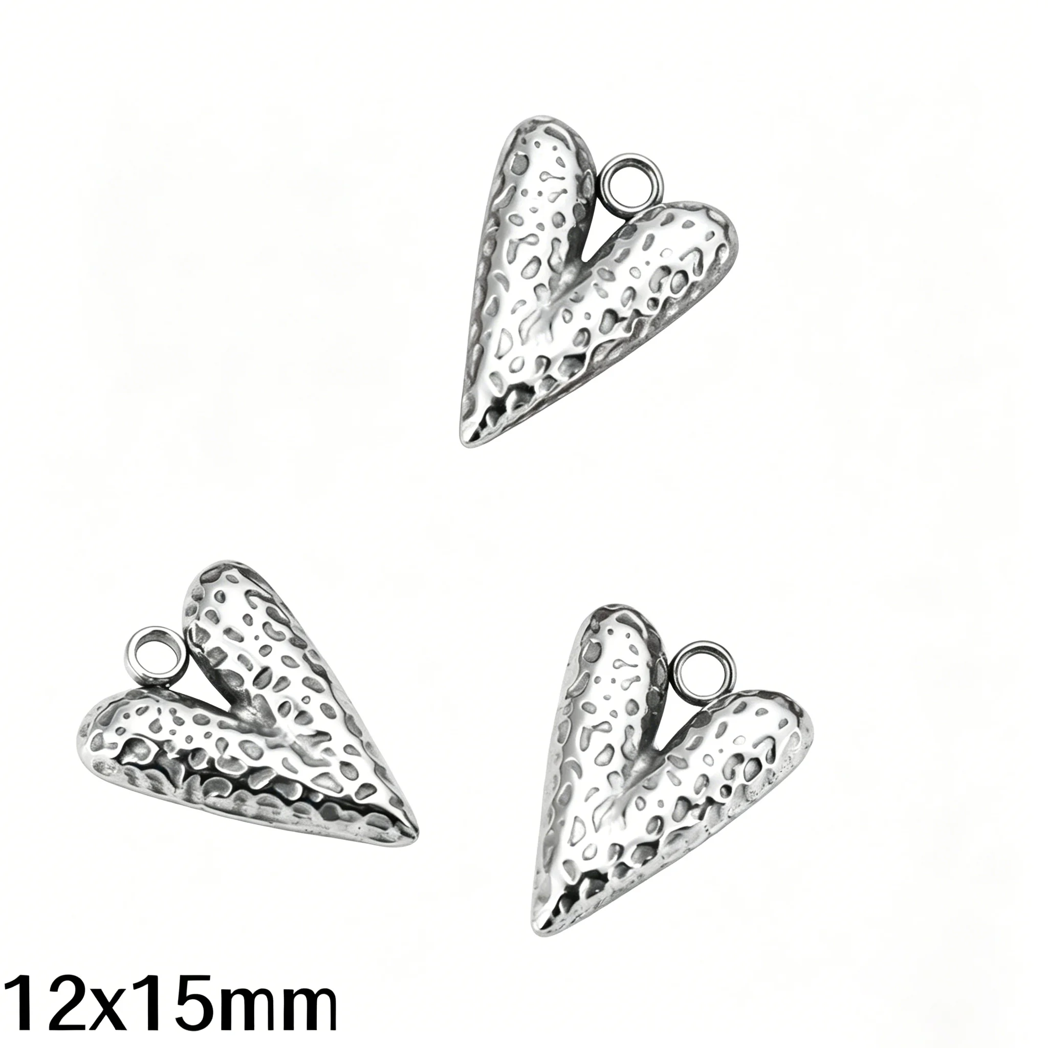 5 Stück Herz-Anhänger aus Edelstahl, einfache, niedliche Herzanhänger für Ohrringe, Halsketten, Armbänder, DIY-Schmuckherstellungszubehör – Detail 3