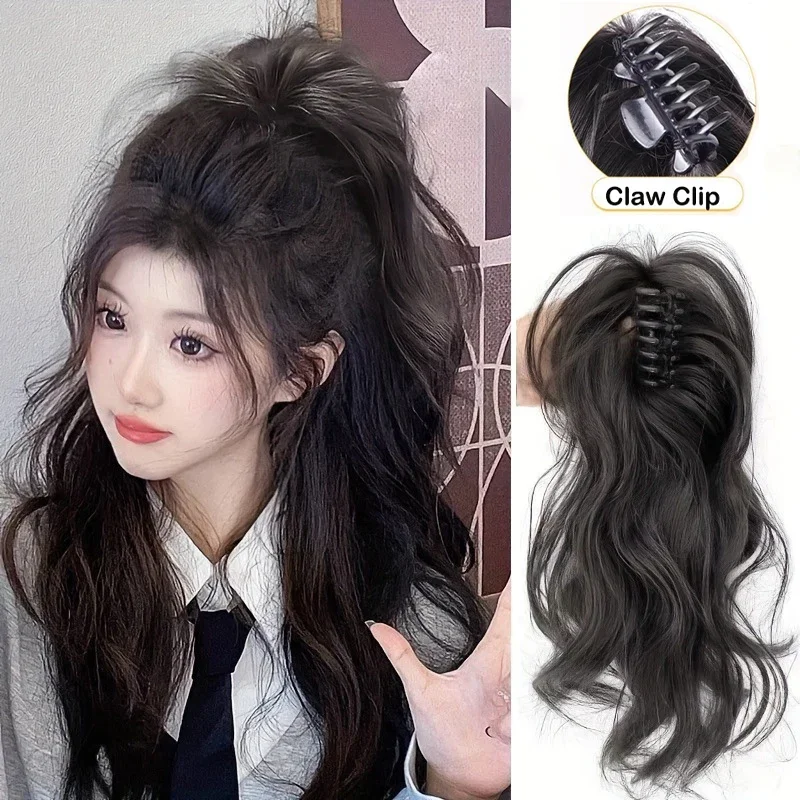 12 Zoll kurze, gewellte synthetische Haarverlängerungen mit Klammern, hitzebeständige Fasern für Frauen, für den täglichen Gebrauch, lockiger Look
