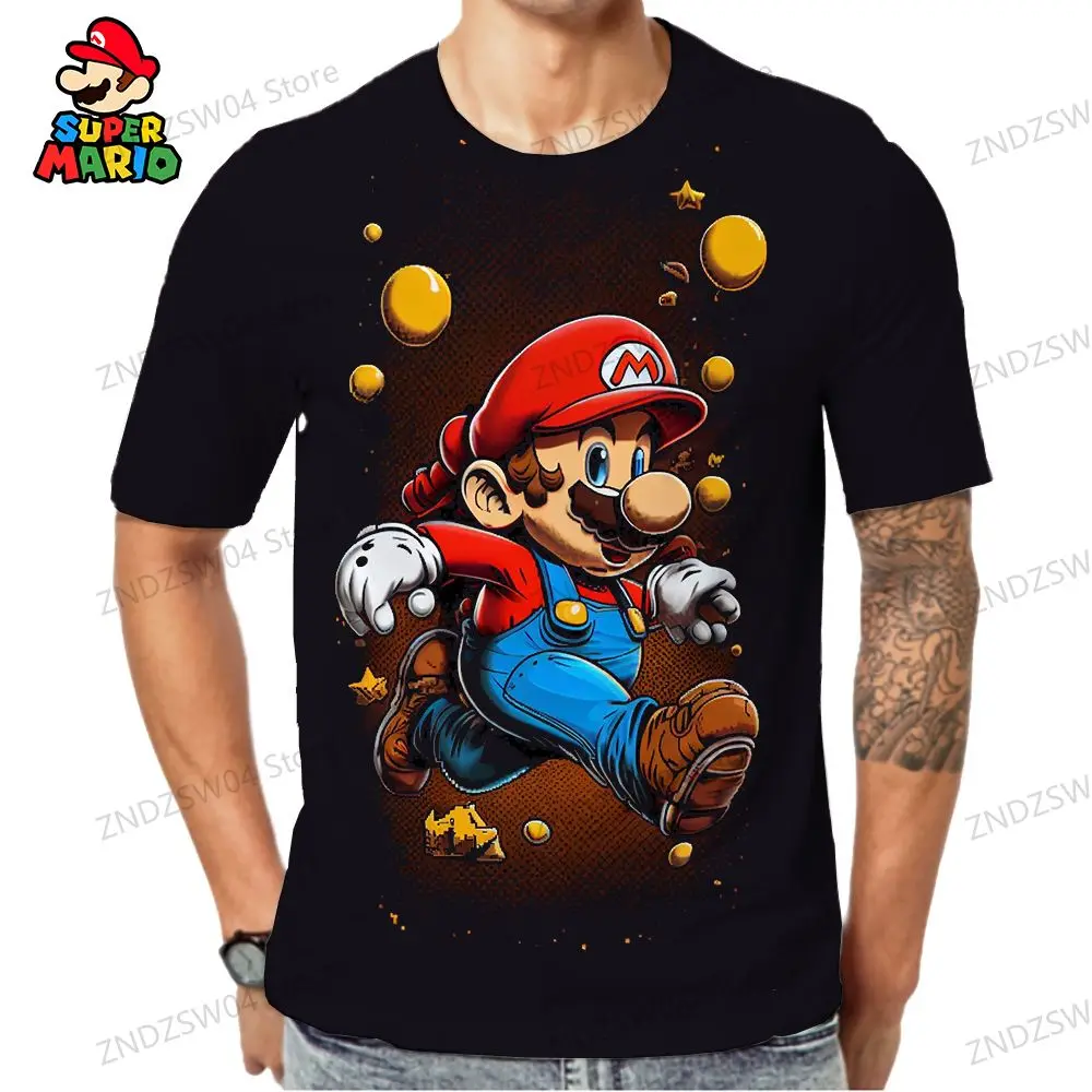 Super Mario Anime Heren Kinder T-Shirt 2024 Snelle Droge Ouder-Kind Kleding T-Shirts Zomer 3d Print Streetwear Mode 110-6xl