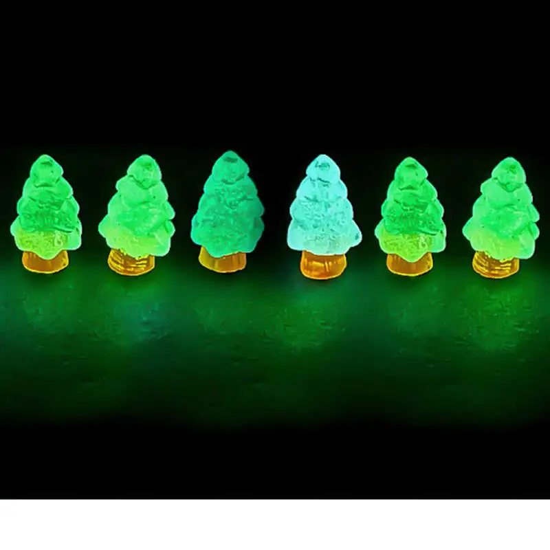 10Pcs Luminous Tree Christmas Ornament Plants Micro Landscape Figure Glowing Miniature Statue Potted Mini Garden Accessories