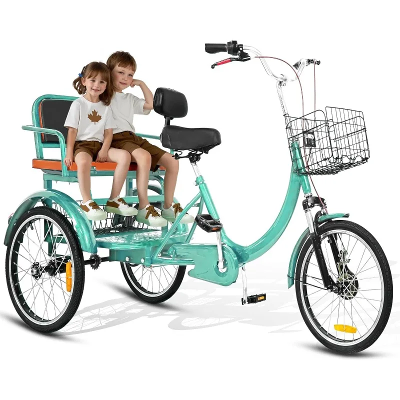 

MOOITZ Adult Tricycle, 20 Inch 3-Wheel Bikes, Trike for Adults with Seat and Seat Belt, Low Step-Through Cruiser Bike with Front