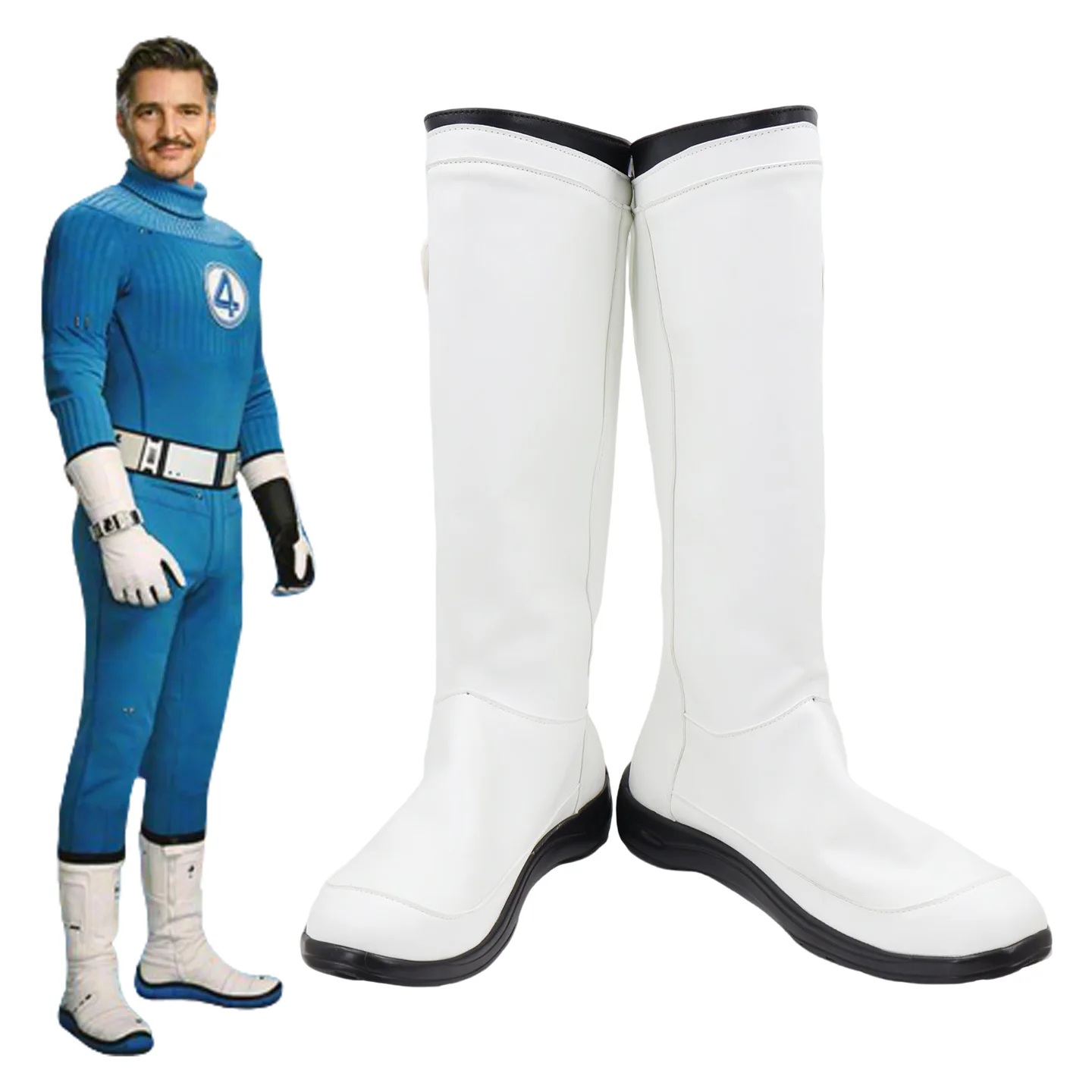 The Fantastic Four Cosplay Shoes White Handmade Faux Leather Boots Shoes Custom Made