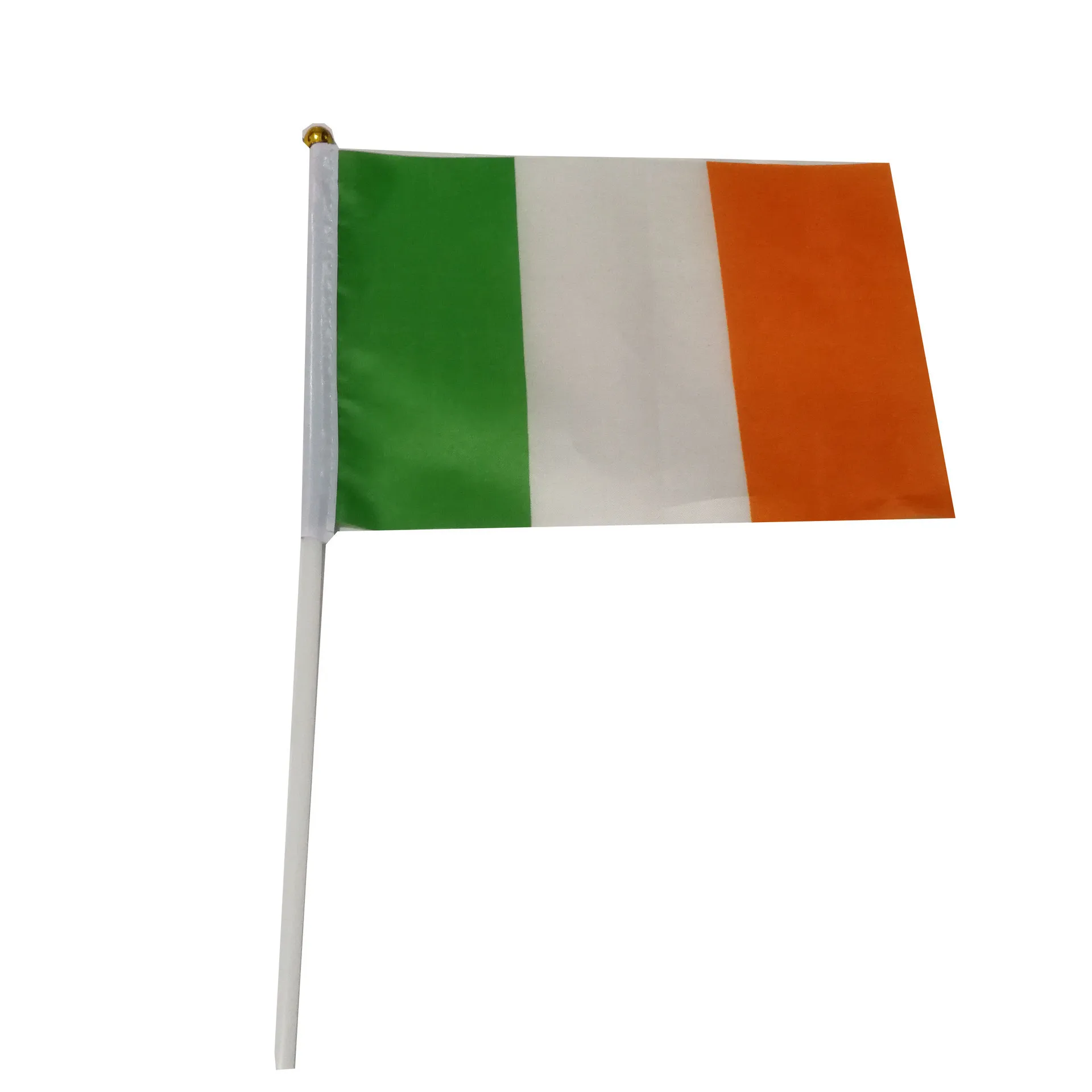 Ireland hand flag 14x21cm Polyester Fade-Resistance Ireland Hand Waving Flag with Plastic Flagpole for Events