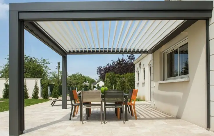 

High Quality Bioclimatic Electric Patio Gazebo Modern Windproof Eco-Friendly Metal Pergola with LED Light for Garden Sun Shelter