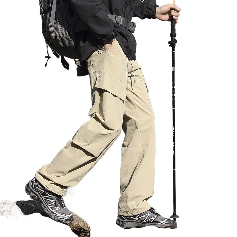 

Men's Trendy Cargo Pants Spring Summer Nylon Soft Touch Crossover Trousers Lightweight Windbreaker Pants for Outdoor Exploration