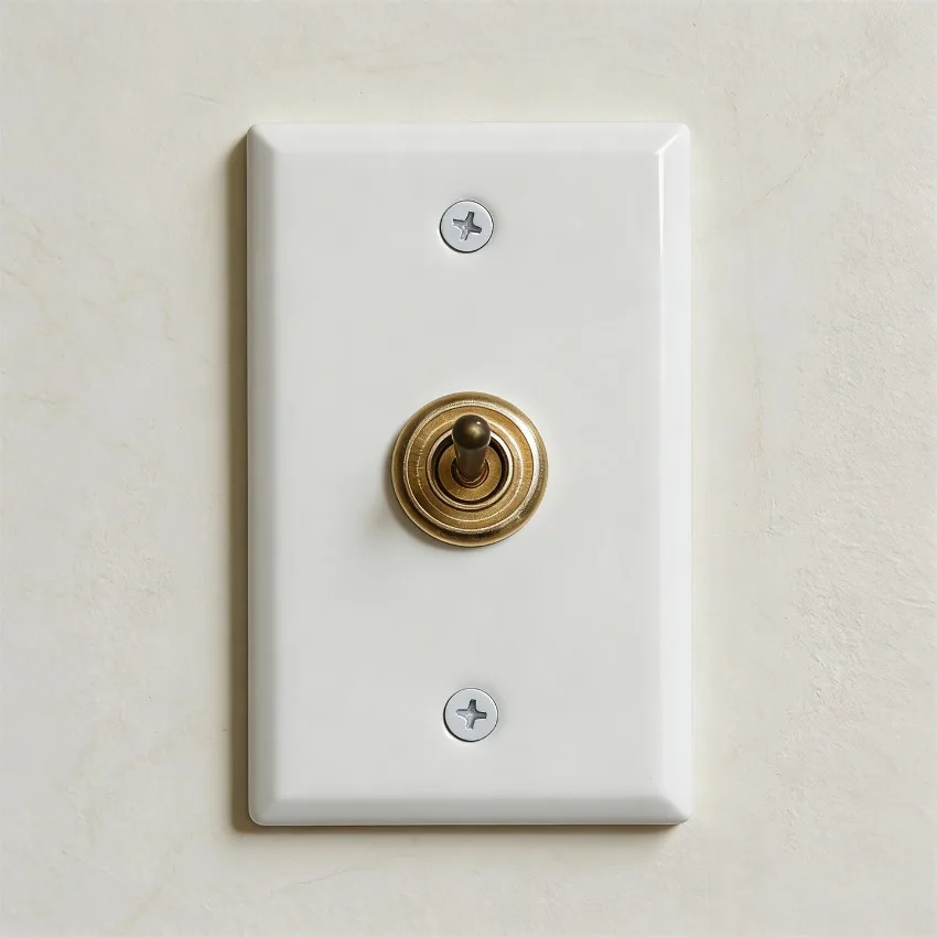 Vintage White Porcelain Ceramic Switch, Brass Toggle Lever Wall Light Switch, 1/2/3/4 Gang 2 Way, Retro Panel for Home Hotel