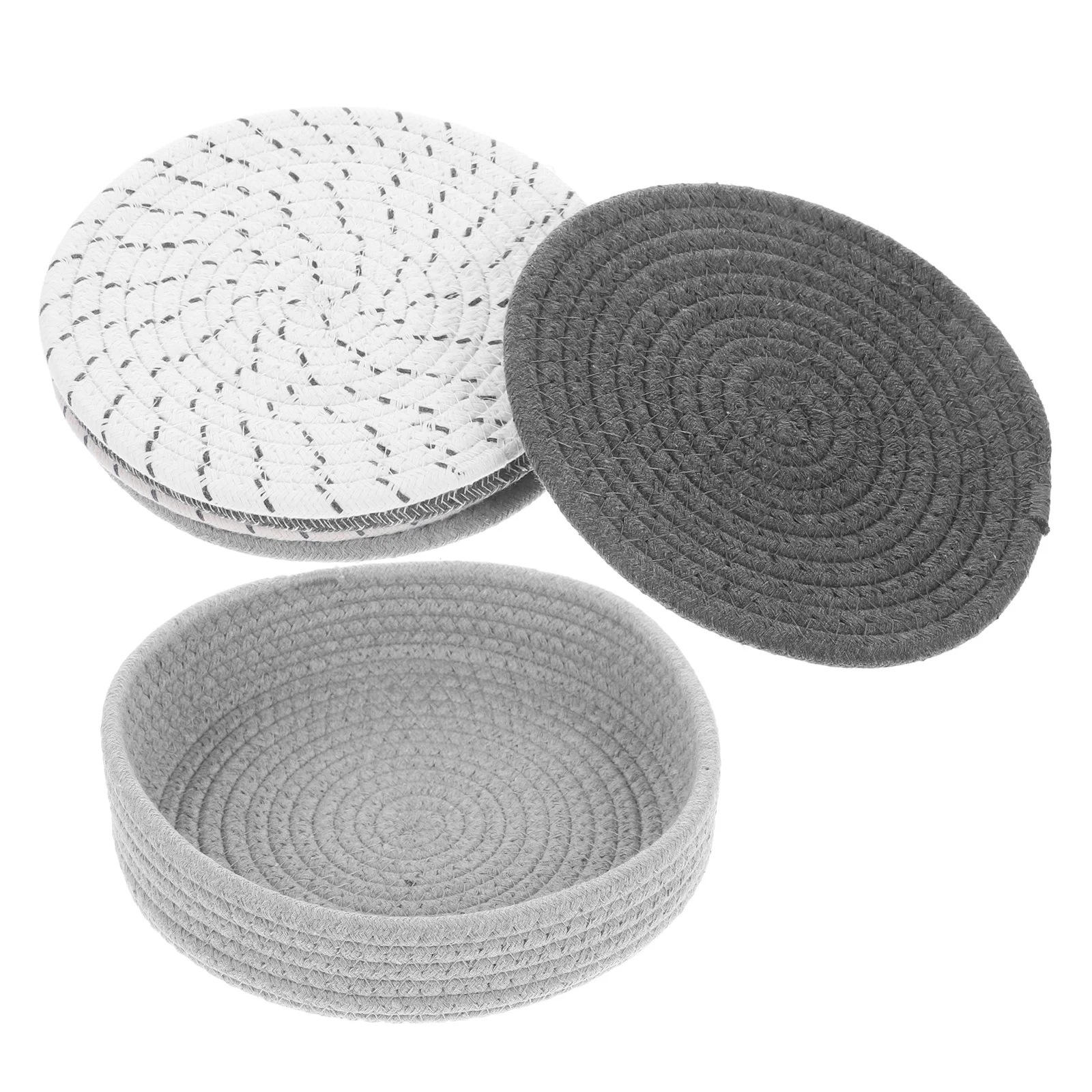 

1Set Round Braided Cotton Rope Woven Placemat Rustic Non-Slip Heat Resistant Table Mat Coaster Indoor Outdoor Dining Use