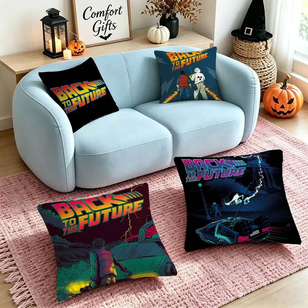 Movie B-Back To The Future  Square Double-Sided printed Pillow Case Bedroom Bedside Pillow Sofa Cushion Cover