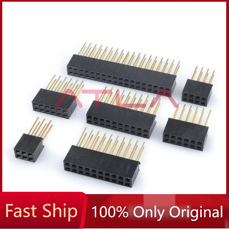 

10PCS 2.54mm Double Row Female Long Pin 11mm Breakaway PCB Board Header Socket Connector 2x3 2x4 2x6 2x8 2x10 2x18 2x20 s