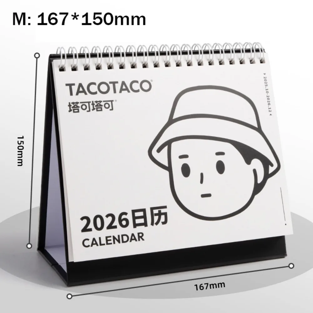 Memo Notes 2026 Desk Calendar Coil Binding One Month to View Tabletop Schedule Cartoon Monthly & Daily Planner Office