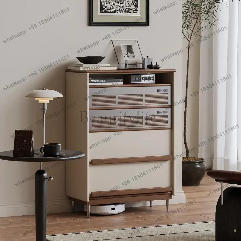 LD French side cabinet premium sense retro solid wood living room wall locker